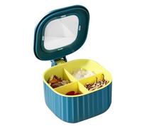 Condiment Tray with Lid, 4 Compartments Condiment Jars with Spoons, Large-Capacity with Handle, Multi-Functional for Seasonings Pepper Powder Sugar Salt
