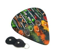 condiments Spices Guitar Picks, 6 Pcs Guitar Plectrums double-sided printing, suitable for acoustic, electric and bass guitars, including 0.46 mm 0.71 mm 0.96 mm