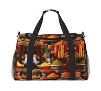 condiments Spices print Overnight Bags for Women and Men Shoulder Bag Carry On Bag for Traveling Travel Essentials, Black, One Size
