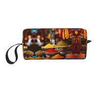 condiments Spices print Travel Toiletry Pouch, Pencil Bag Canvas Makeup Bags, Multi-Purpose Cosmetic Bags with Zipper, White, One Size