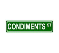 CONDIMENTS ST Eating Metal Tin Street Sign Bar Cafe Garage Cave Home Room Wall Bathroom Farmhouse Garden Porch Patio Decor, 16 x 4 Inch