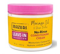 Conditioning Cream Leave-In No Rinse 16 oz by Mazuri - Lightweight Moringa & Shea Butter Formula, Deep Moisture, Frizz Control, Detangles, Strengthens Hair, Enhances Shine for All Hair Types