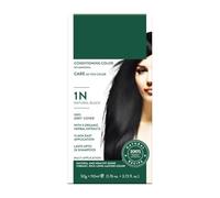 Conditioning Hair Colour | Ammonia-Free Hair Color with 9 Organic Herbal Extracts | Natural Black 1N | Provides Healthy Shine & Full Gray Coverage | 50g + 110ml (Pack of 1)