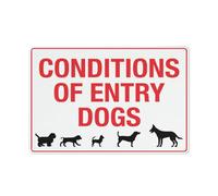 Conditions Of Entry Dogs Sign 12 X 8 Inches Reflective Aluminum Metal Warning Signage With Symbol For Indoor Outdoor Use