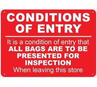 Conditions Of Entry Sign 8"X12" Rust Free Aluminum Signs Outdoor, Metal Tin Sign For Home, Business, Yard