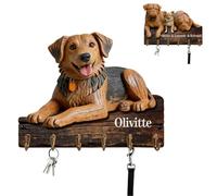 Condlin Custom Pet Photo Wood-Carving Style 2D Flat Key-Hook for Home Entryway Custom Portrait Storage Key-Hooks with Name for Pet Lover Personalized Cat or Dog Photo Wooden Key Hooks Decor Gifts