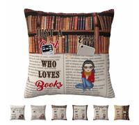 Condlin Just A Girl Who Loves Books Reading Pillow Custom Pockets Pillow Bookworm Throw Pillow Covers Book Lover Travel Pillow Reading Pillow Case for Christmas Thanksgiving Birthday