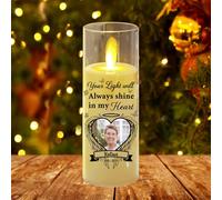 Condlin Memorial Candle Holder LED White Wooden Vintage Tabletop Indoor