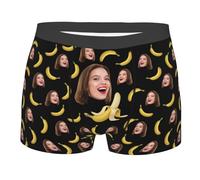 Condlin Personalized All Face Print Boxer Briefs for Men Husband Boyfriend Dad Custom Girlfriend Wife's Photo Underwear Valentine's Day Ugly Novelty Banana Boxer Briefs Shorts Funny Boxer Briefs