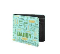 Condlin Personalized Father's Memorial Leather Purse Gifts Customized Green Purse with Names Personalized Double-Sided Wallet Gifts from Daughter Son Wife Custom Leather Wallet for Daddy Dad