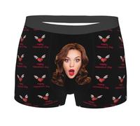 Condlin Personalized Love Heart Boxer Briefs for Men Boyfriend Husband Custom Photo Shorts Girlfriend Wife's Face Underpants Happy Valentine's Day Funny Ugly Boxer Novelty Briefs