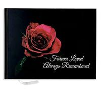 Condolence Book | Memory Book for Funeral with Table Card Sign (Rose Design)