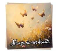 Condolences Card for Loss of Loved One - Butterflies, Wildflowers, Beautiful - Always In Our Hearts - Sympathy for Daughter, Son, Child, Grandchild, Best Friend, Partner, Relative, Colleague