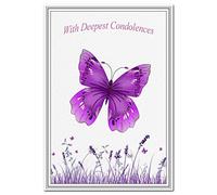 Condolences Cards - Sincere, Heartfelt Sympathy for Loss of Family or Friend who has Passed Away - Kind sentiments in Loving Memory Butterfly Theme