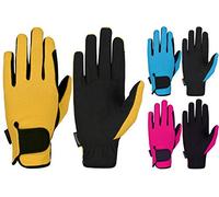 Condor Fitness Kids Horse Riding Gloves Children Equestrian Boys & Girls Pony Bike Gardening Outdoor Mitts (Yellow, Age 12-14 years)