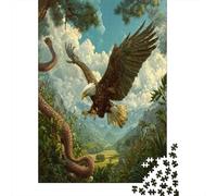 Condor Hunts And Flies Toward The Cobra Jigsaw Puzzles Challenge Toy Educational Games Home Decoration for Adults& Teenager Age 14 Years Up 38x26cm/1000pcs