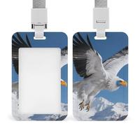 Condor on The Snow Mountain Badge Holder with Lanyards Retractable Vertical Plastic Id Badge Holder Name Key Card Holders Case for Teacher Nurse Doctor Office Gift for Coworkers