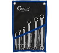CONDOR Werkzeug 10-8T Double Ring Spanner Set 8-Piece Offset SW 6 x 7-20 x 22 mm Chrome Vanadium Steel