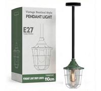Conduit Pendant Light Kit Industrial Farmhouse Black Steel E27 Green Cage Fitting Ceiling Fixture 50Cm Length Without Bulb