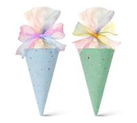 Cone Bags for Treats - 2 Pieces Candy Bag with Twist Ties | Clear Cookie Wrap Packaging for Snacks Popcorn, Goodies Candies, School, Teacher, Classroom & Party Favors 7.28x19.29 Inches