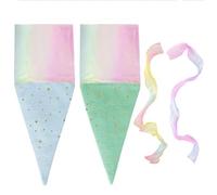 Cone Bags for Treats - 2 Pieces Candy Bag with Twist Ties | Clear Cookie Wrap Packaging for Snacks Popcorn, Goodies Candies, School, Teacher, Classroom & Party Favors 7.28x19.29 Inches