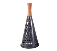 Cone Cheese Grater with Handle Stainless Steel Grater Triple Function Wood Handle Shredder Non-Slip Rubber Bottom Hand Held Multifunction Vegetables Grater Black 4-Size (Size XL:11.8" X 5.1" Black)