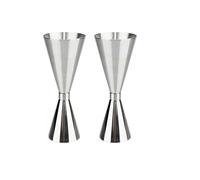 Cone Cocktail Jigger 30/45/60/90ml 304 Stainless Steel Measure Cup Cocktail Shot Drink Spirit Jigger Mixed Beaker Liquid Measuring Cups(2PCS Silver Ring)