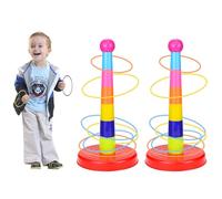 Cone Ring Toss Game 2Sets for Kids with 30Throwing Rings, Colorful Tossing and Active Play Set, Garden Games Outdoor Play Equipment for Children, Quick Setup Throwing Games for Adults Indoor Outdoor