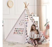 Cone-shaped Childrens Tent Indoor Playhouse 120x120x160 Cm Peach Skin Canvas Material With Felt Ball Star Light Decoration