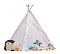Cone-shaped Childrens Tent Indoor Playhouse 120x120x160 Cm Peach Skin Canvas Material With Felt Ball Star Light Decoration