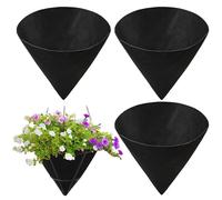 Cone Shaped Planter Basket Liners - 3Pcs Black Felt Hanging Basket Liners, Non-Woven Fabric Outdoor Plants Pot Pads, Cone Shaped Plant Grow Bags Replacement Inserts for Garden, Trough, Wall Basket