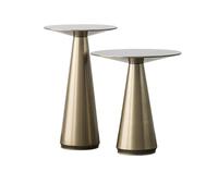Cone-Shaped Side Table, Brushed Metal Accent Table, Sturdy Pedestal Design for Living Room, Bedroom, and Contemporary Office Spaces