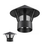 Cone Top Chimney Cap with Screen Black Rain Cover Weatherproof Flue Caps | 210 Steel Roof Rain Guard for Vent, Tapered Top Fireplace Outdoor Protection on Existing Stove Pipe, Easy to Clean(125 mm)