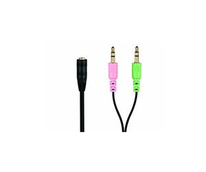 conecto 3.5 mm jack headset adapter, 4-pin socket to 2x 3-pin plug, 0.20 m