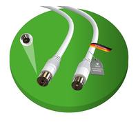 conecto Coaxial TV Cable 3.00m Double Shielded IEC Male to IEC Female for HDTV, Receiver, Satellite, DAB, Radio, White