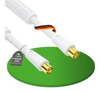 conecto Antenna Cable SAT Cable Coaxial Cable Satellite Cable TV 5.0 m 4x Shielded IEC Connector with Ferrite for HDTV, Receiver, Satelite, DAB, Radio, White