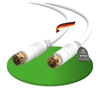 conecto Antenna Cable Satellite Cable Coaxial Cable Satellite Cable TV 0.50 m Double Shielded F-Connector for HDTV, Receiver, Satellite, Internet, DAB, Radio, White