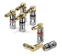 conecto Speaker Cable Banana Plugs Set of 4 90° Angled Plugs Gold Plated Color Coded 24K Gold Plated Red/Black