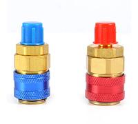 Conector de acoplador rápido para automóvil R134a, adaptadores de latón, conjunto de colector de CA de lado Bajo y Alto con conector Macho de 14 pulgadas para servicio de CA de