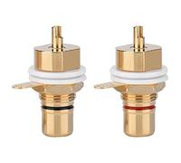 Conector hembra de montaje en panel, conector de audio de cobre chapado en oro, paquete de 2 para amplificador, tipo soldadura, orificio de fijación de 12mm