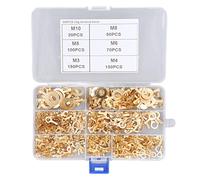 Conectores de terminales de anillo de latón dorado 540 piezas M3 M4 M5 M6 M8 M10 terminales de cable en forma de O para taller de electrodomésticos automotrices