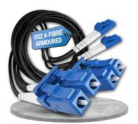 Conectra® - 100m Armoured Fibre Optic Cable OS2 4-Strand LC/UPC ⌀4mm | Singlemode 9/125µm G.657.A2, Patch Cord Extension Lead Network, Reinforced, Indoor/Outdoor, Black, LSZH Halogen-Free