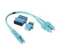 Conectra® - Fibre Optic Cable Set with Matching Adapters | LC/UPC to SC/UPC | Colour Aqua | OM3 | Multimode | Duplex | Ideal for FTTH Home Networks (Length 25 cm)