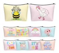 Conelist 10 Pcs Inspirational Makeup Bags Bulk Motivational Canvas Cosmetic Bags with Zipper Christmas Encouraging Gifts Travel Pouch Toiletry Bag for Women Girls Teacher Friend Birthday