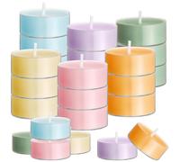 Conelist 24 Pack Colored Scented Tealight Candles Bulk Spring Small Fragrance Tea Lights in Clear Cups Colored Warmer Aromatherapy Relaxing Mini Candles for Easter Holiday(Pastel Color)