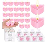Conelist 54 Sets Wedding Favors for Guests 54 Heart Shaped Candles Mini Soywax Tealight Candles 54 Thank You Cards and 54 Organza Bags for Wedding Party Favor Decoration(Pink, 54 Sets)