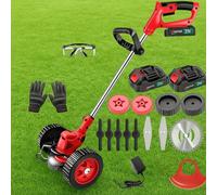 Conentool 21V Cordless Strimmer Lawn Mower Garden Grass Strimmers With 2 2.0Ah Batteries, 2 Metal Blades And 5 Plastic Blades