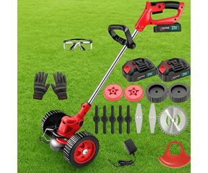 Conentool 21V Cordless Strimmer Lawn Mower Garden Grass Strimmers With 2 2.0Ah Batteries, 5 Metal Blades And 10 Plastic Blades