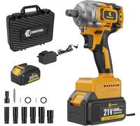 Conentool Cordless Impact Wrench, 680 N.m Brushless Impact Gun 1/2", 21V Electric Rotary with 1*4.0Ah Battery and chargers,12PCS drill Bits,Carry Box for Your Family Car/Pickup Truck/Mower/Motorcycle