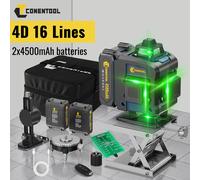 CONENTOOL Laser Level 4D 16 Lines Laser Green Line Self-leveling 360° Horizontal Vertical Cross Light Measure Professional Laser 16 Lines